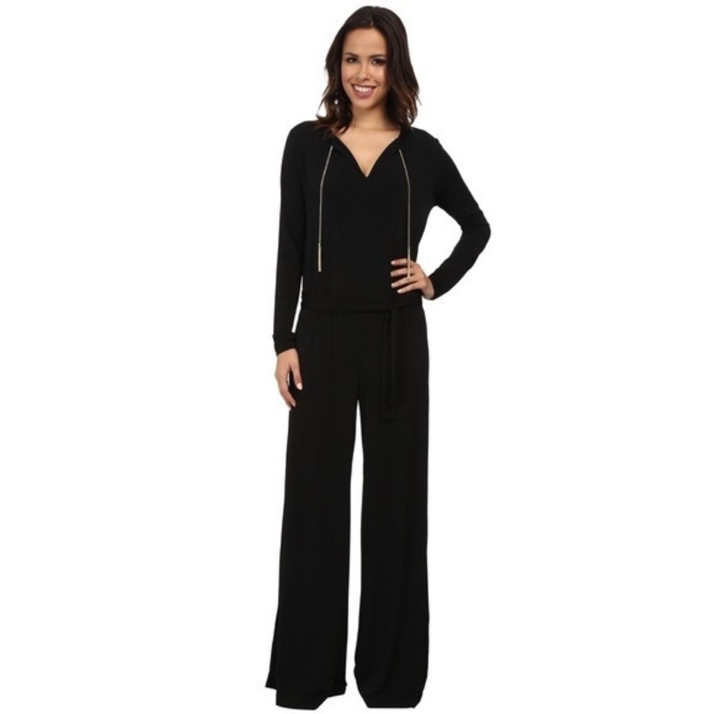 Michael kors wide leg gold chain  long sleeve black jumpsuit